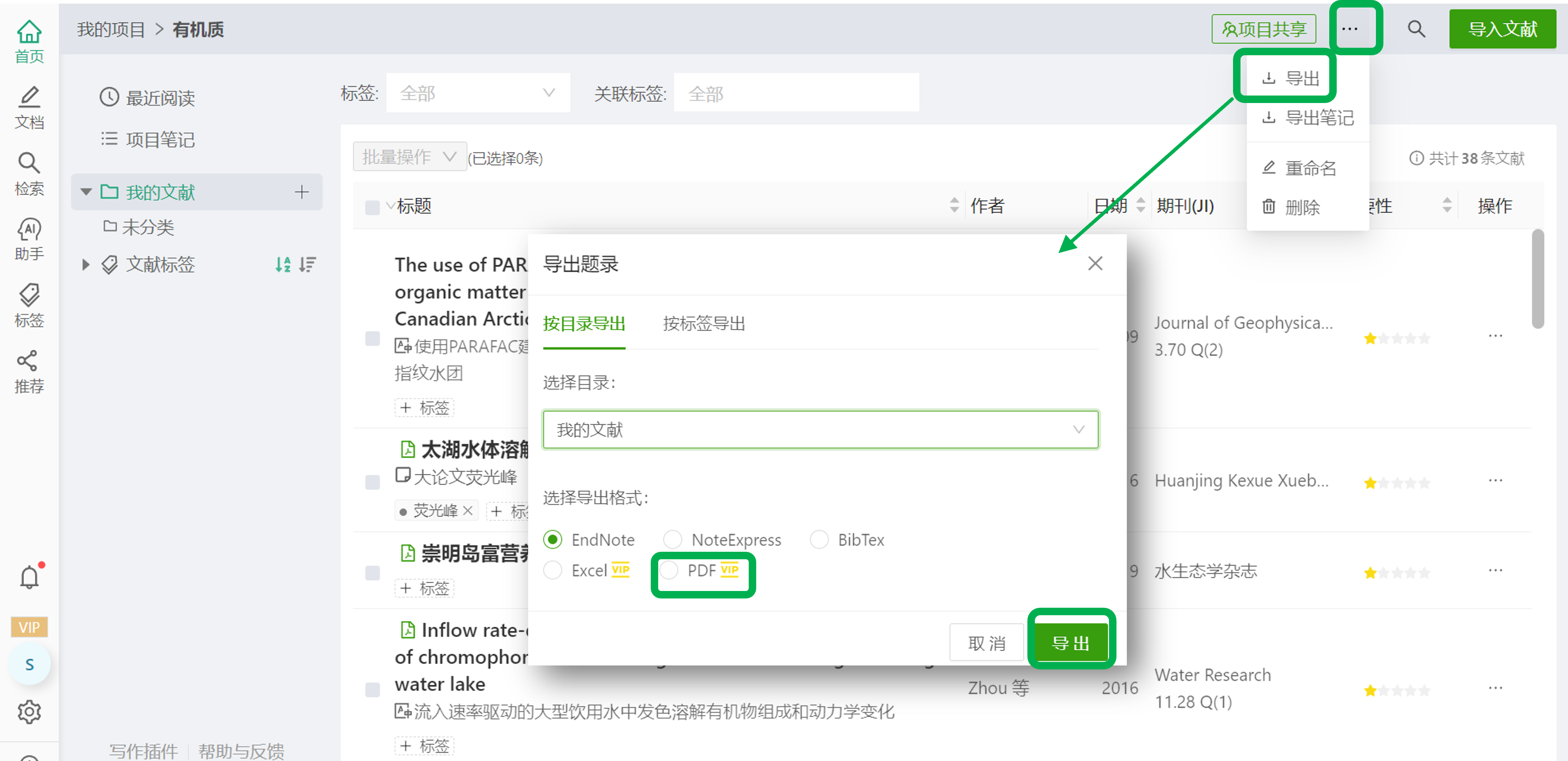 导出项目PDF